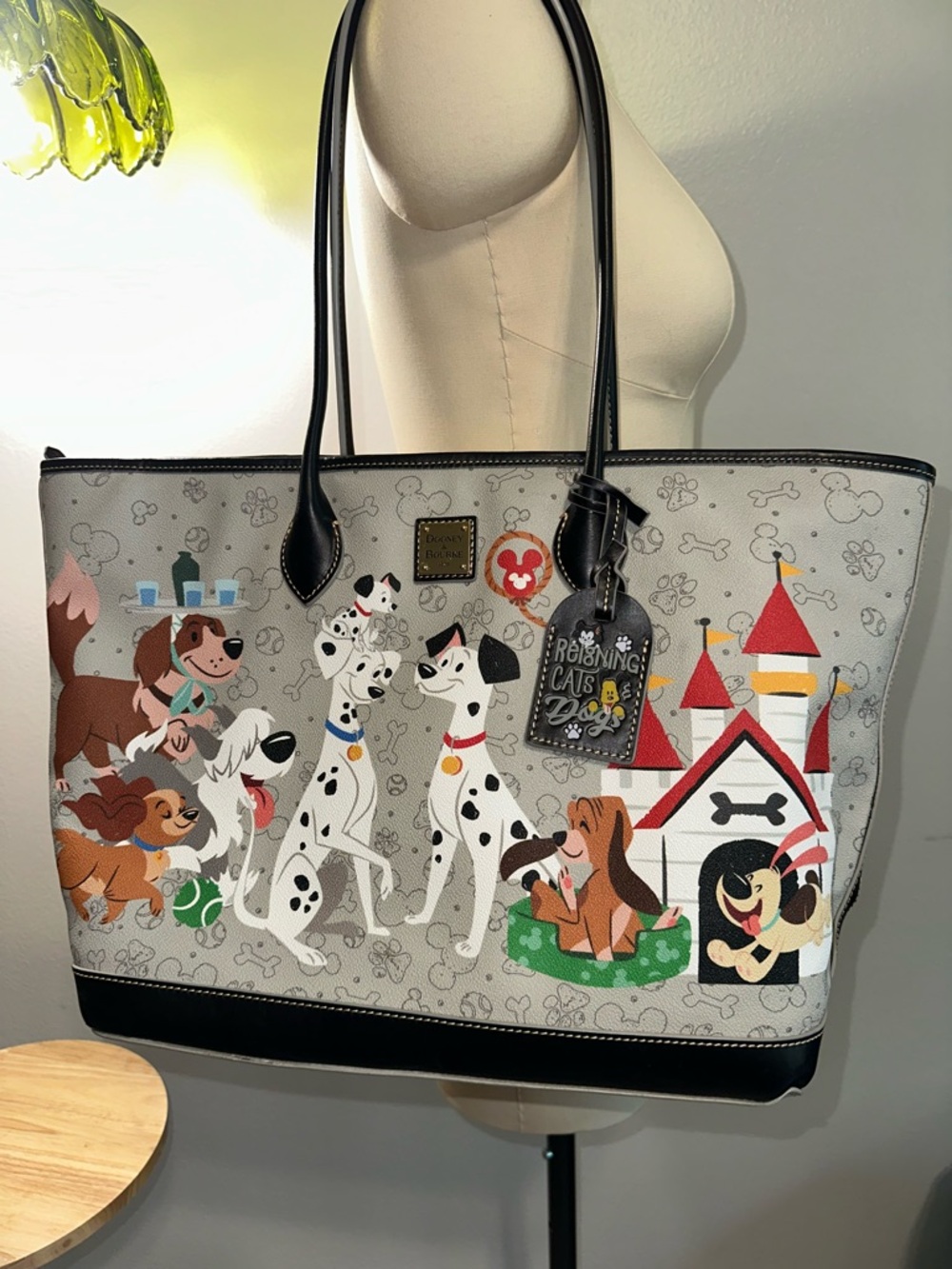 Dooney & Bourke Gray and Black Disney Dogs Tote